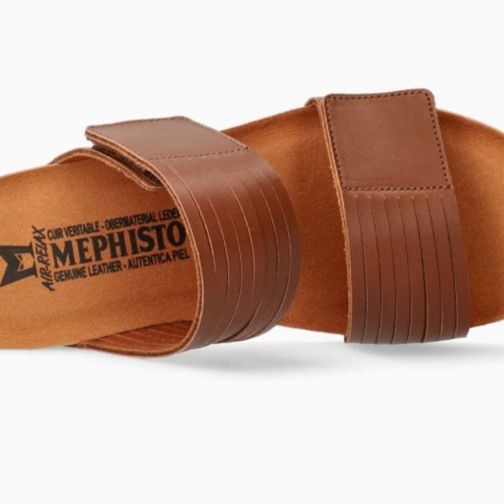 NWOT MEPHISTO RAQUEL WOMENS HAZELNUT CORK LEATHER WEDGE SANDALS SIZE 38 EU/7 USA